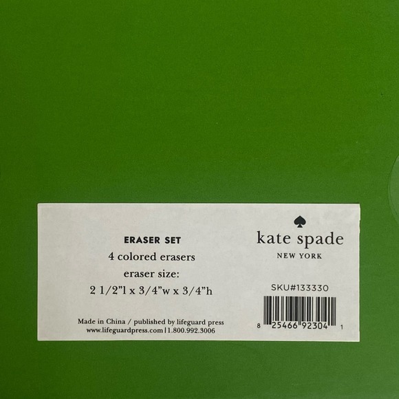 NWT Kate Spade Dots and Stripes Four Color Eraser Set - Picture 6 of 6